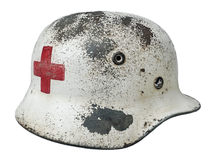 WW2 German M40 Army Heel Medic Single Decal Helmet Original