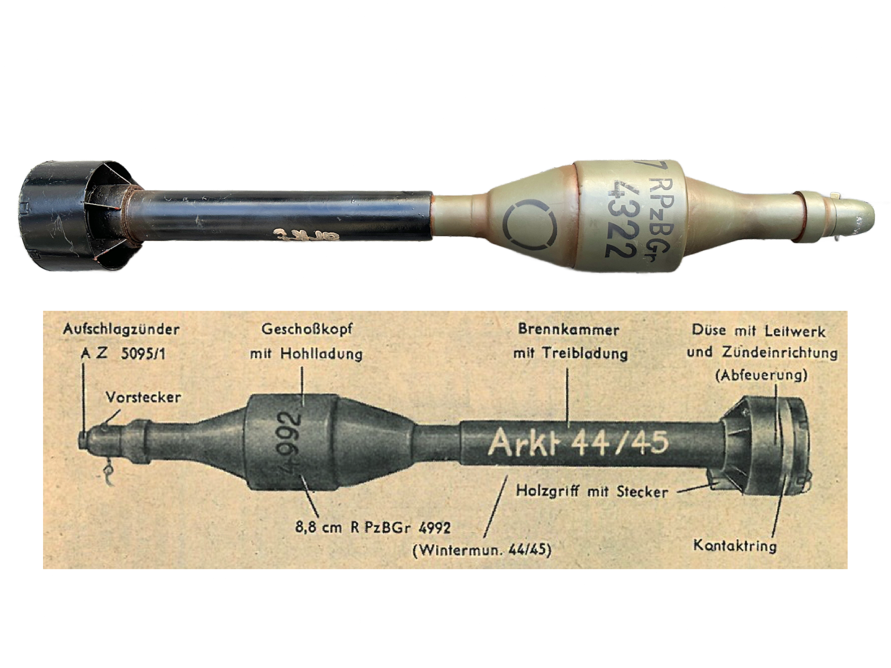 WW2 German Deactivated Panzerschreck Round Rpzb Gr4322 Original | World ...