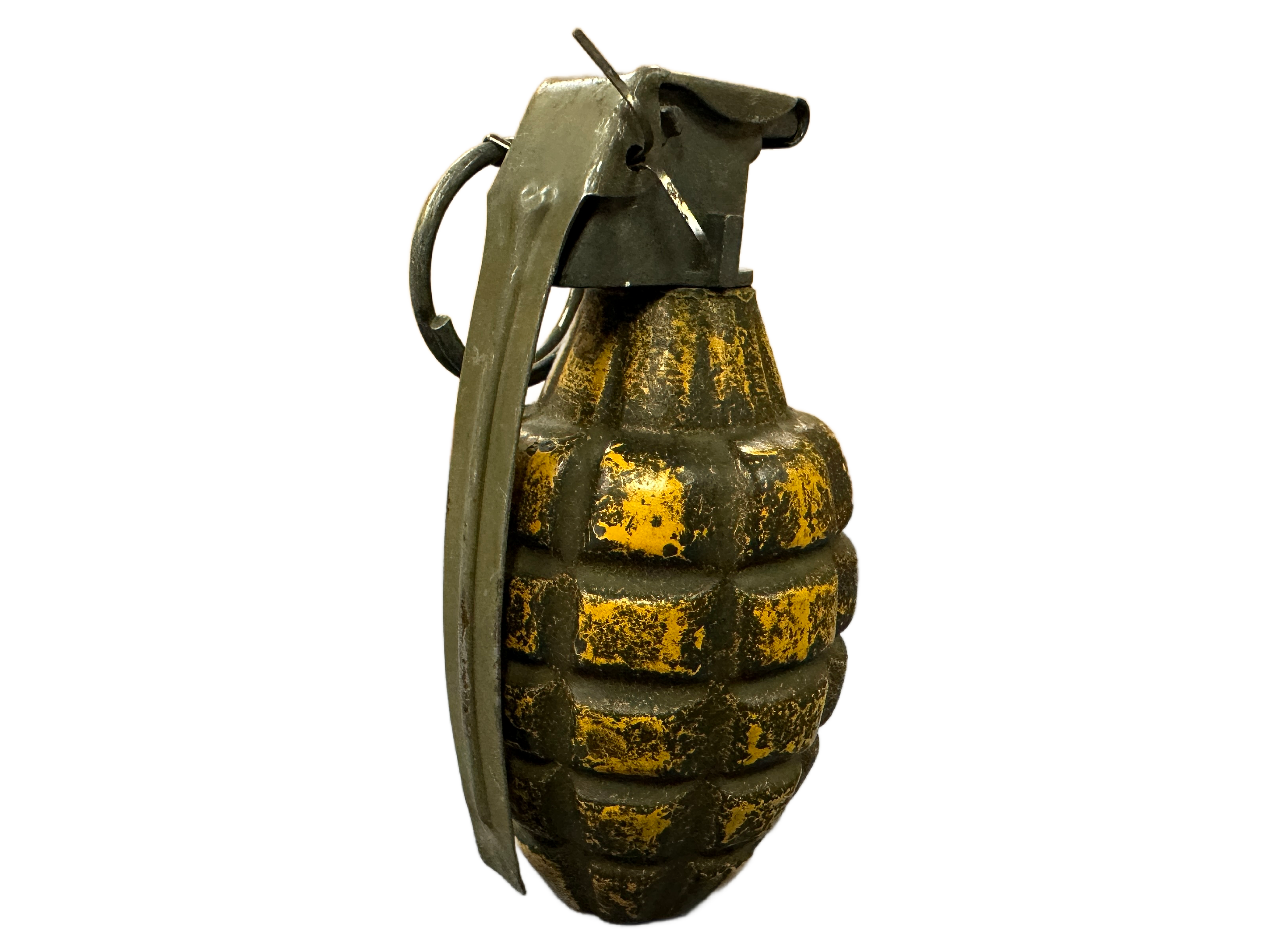 WW2 Original U.S. MkII Early Yellow Pineapple Frag Grenade with