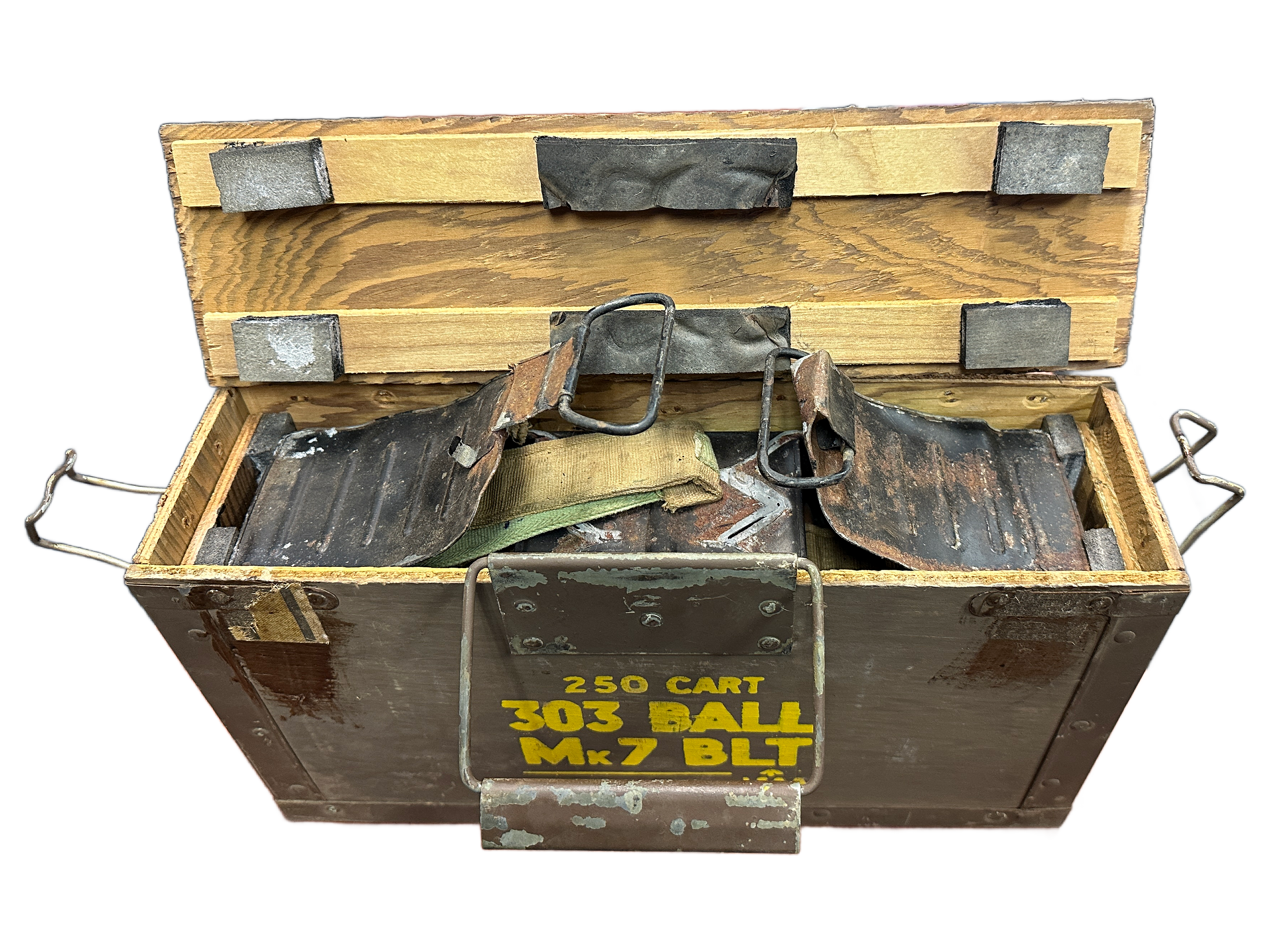 WW2 Original British 303 Ball MK7 BLT Metal Ammunition Container
