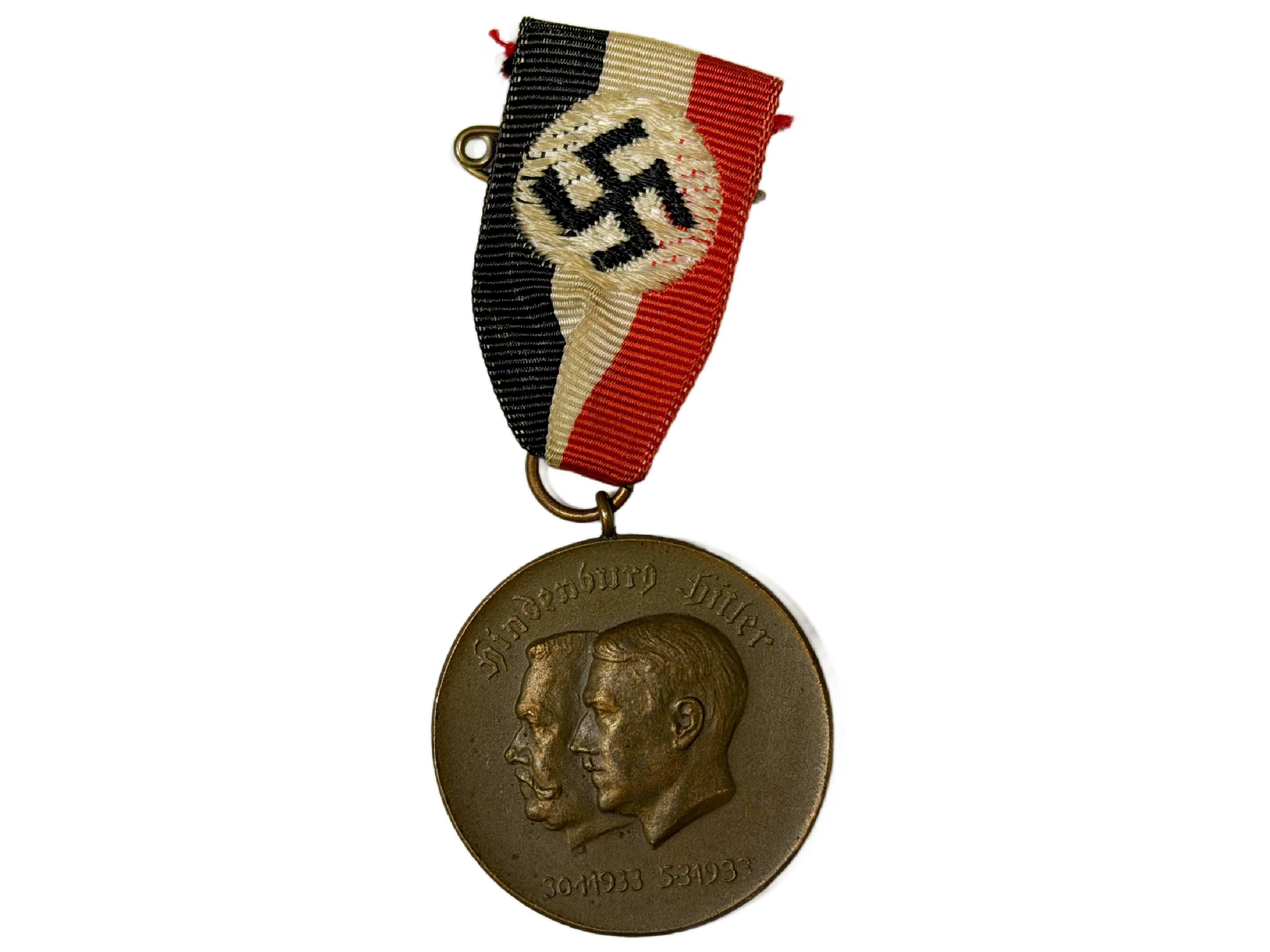 Red Ribbon Hitler Original WW2 German Commemorative Bronze Medal of 1st October 1938 and ...