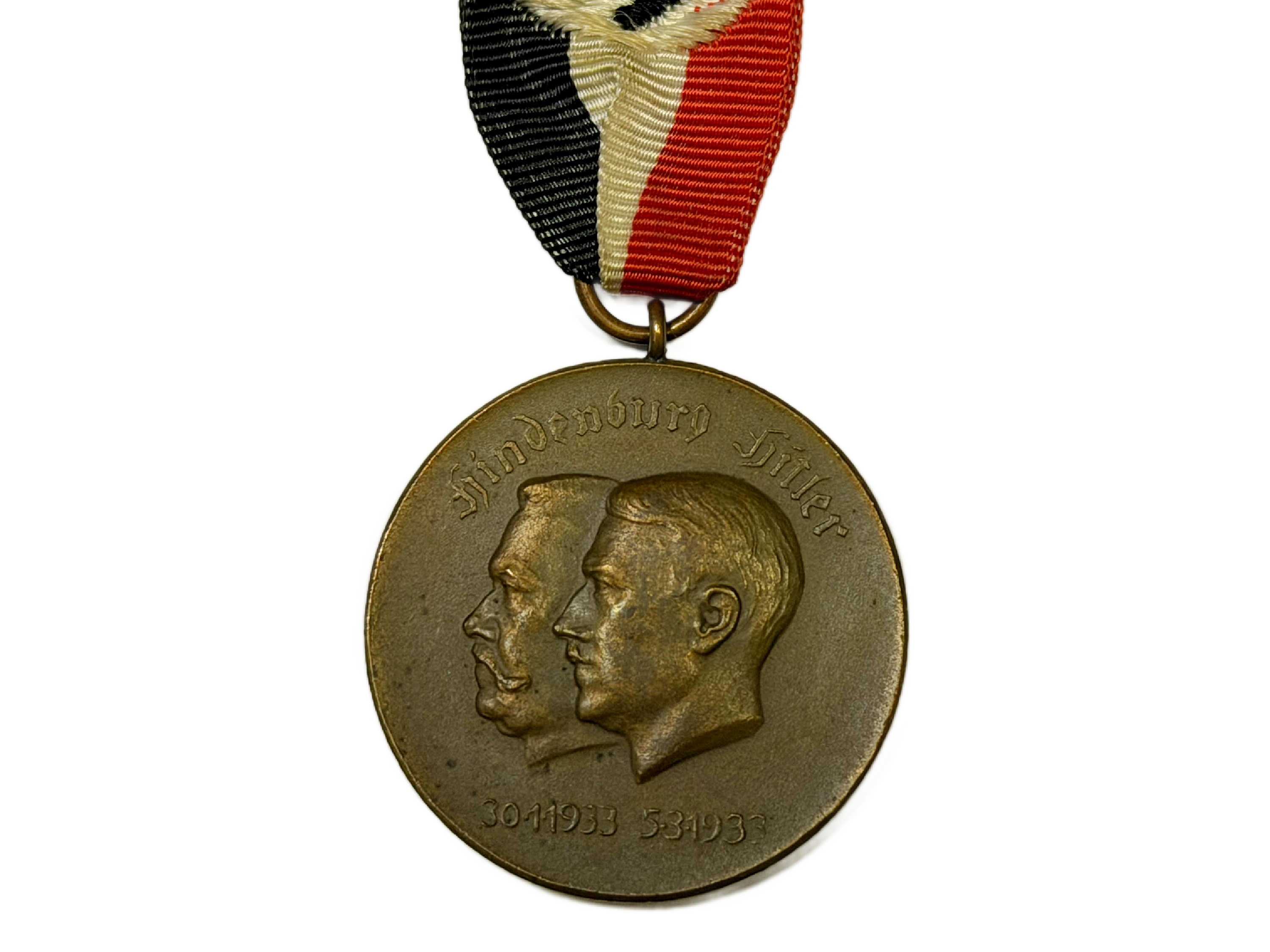 Red Ribbon Hitler Original WW2 German Commemorative Bronze Medal of 1st October 1938 and ...