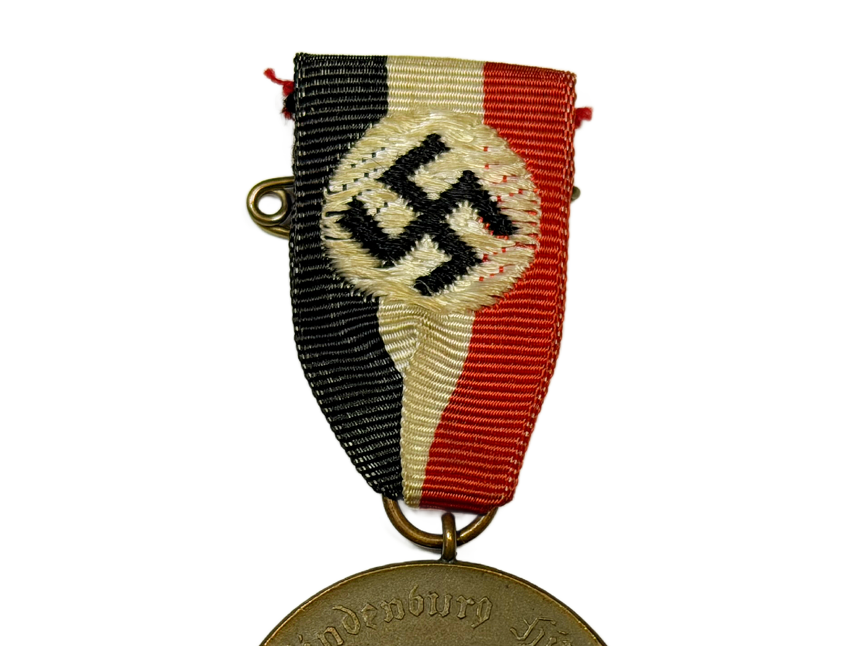 Red Ribbon Hitler Original WW2 German Commemorative Bronze Medal of 1st October 1938 and ...