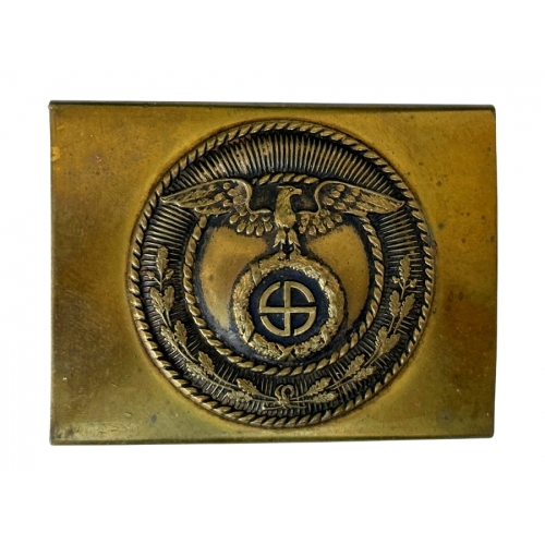 German SA Mobile Swastika All-Brass Belt Buckle (Original) - Photo 1