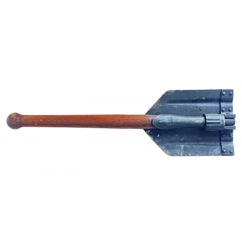 WWII German Folding Shovel + Black Leather Carrier (Original) - Photo 2