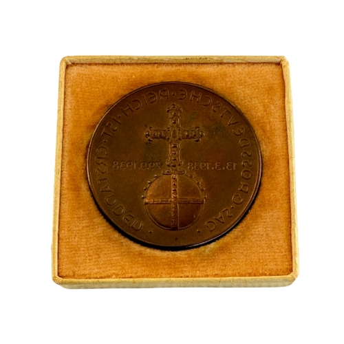 1938 Adolf Hitler Medallion Bronze Coin (Original) - Photo 4