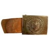 WWII German Army Heer EM Combat Buckle with Leather Tab (Original) - Photo 1