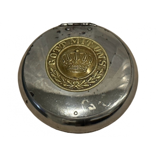Antique WWI German Soap Dish Trench Art Gott Mit Uns Crown Insignia Collectible (Original) - Photo 3
