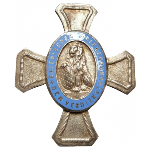 WWI Original Bavarian Veterans Bayerischer Kriegerbund Dem Verdienst Badge by Deschler