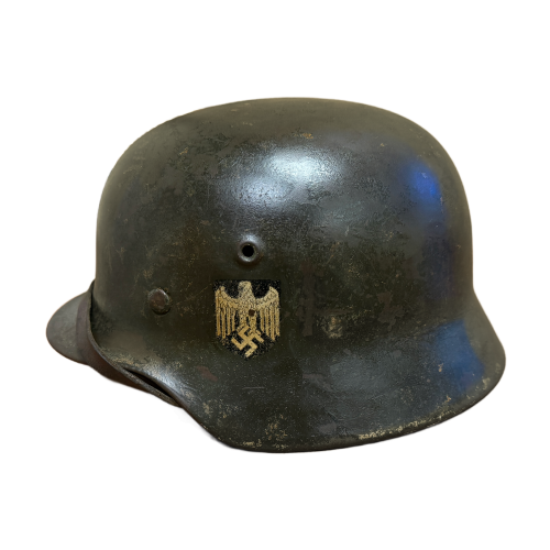 WW2 Original German 1940 M35 ET66 Single Decal Army Heel Helmet 