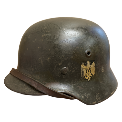 Original German 1940 M35 ET66 Single Decal Army Heel Helmet 