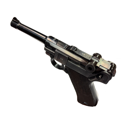 German 1940 P.08 42 CODE All-Matching Luger Pistol with Wood Checkered Grips and Matching Magazine (Original) - Photo 7