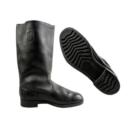 WW2 German EM Black Leather Combat Jackboots