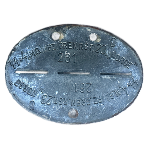 WW2 German German SS 4/MG Panzer Grenadier R.G.T. Norge Division Identification Tag Number 261 Original