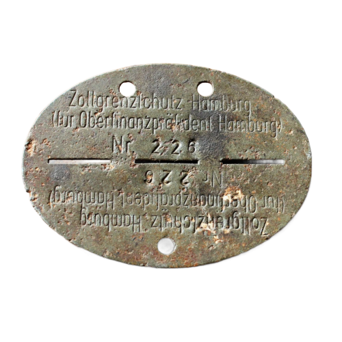 WW2 German Zollgrenzschutz Hamburg Army Soldiers Identification Tag