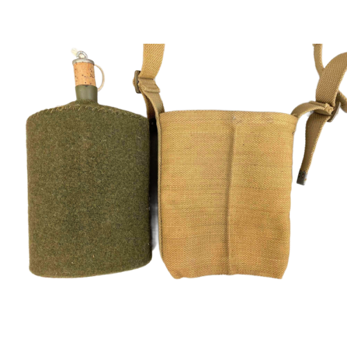 WW2 British Army P37 Pattern 37 Canteen & Khaki Carrier Pouch Shoulder Sling Image 1.png