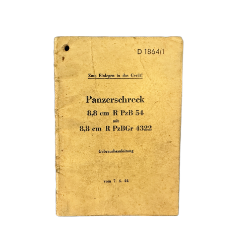 German (RPzB) Panzerschreck Model 54 8.8cm Anti-Tank Rocket Launcher with Protective Shield Manual