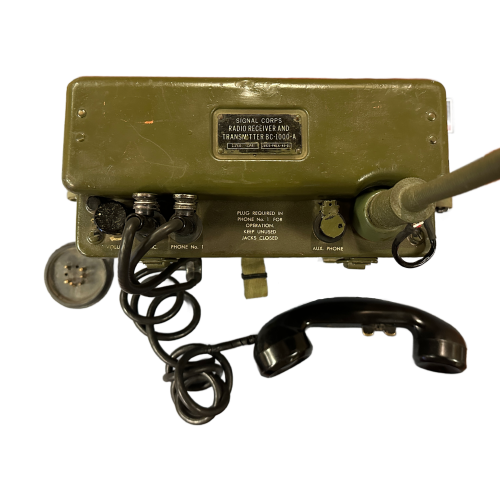 Original WWII U.S. Signal Corps BC-1000 Backpack Radio Receiver and Transmitter - Dated 1944 & a Matching Set of Walkie-Talkies