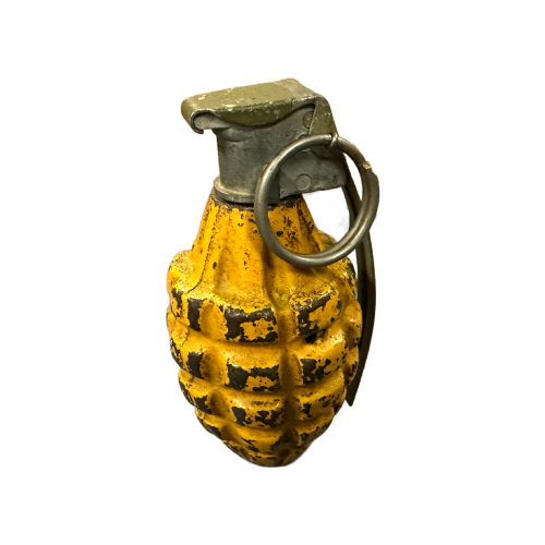 WW2 Original U.S. MkII Early Yellow Pineapple Frag Grenade with M10A2 Fuze - Inert 