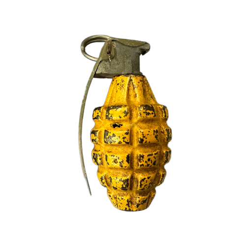 WW2 Original U.S. MkII Early Yellow Pineapple Frag Grenade with M10A2 Fuze - Inert 