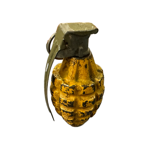 WW2 Original U.S. MkII Early Yellow Pineapple Frag Grenade with M10A2 Fuze - Inert 