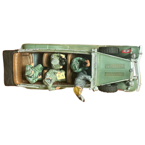 WW2 Vintage German Hand Painted Hitler Mercedes Six Wheel Staff Parade Car Metal Die cast Model and Figurines