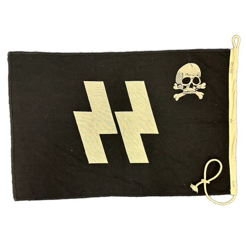 WW2 German Nazi SS Runes Double Sided Skull Flag