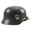 WW2 Original German M40 ET64 Single Decal SS Helmet with Liner & Leather Chin Strap 