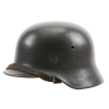 WW2 Original German M40 ET64 Single Decal SS Helmet with Liner & Leather Chin Strap 