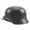 WW2 Original German M40 ET64 Single Decal SS Helmet with Liner & Leather Chin Strap 