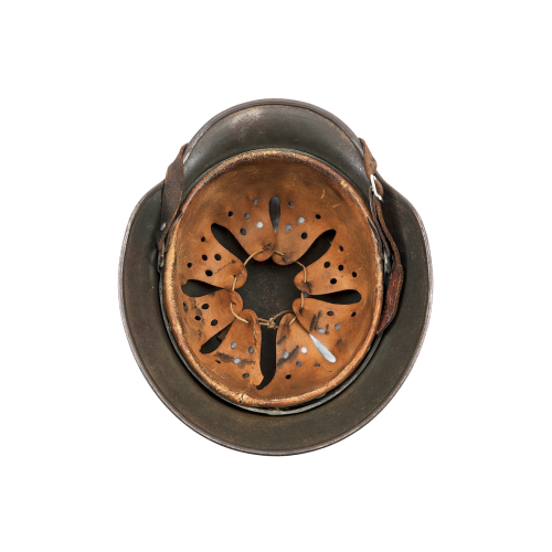 WW2 Original German M40 ET64 Single Decal SS Helmet with Liner & Leather Chin Strap 