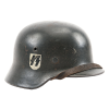 WW2 Original German M40 ET64 Single Decal SS Helmet with Liner & Leather Chin Strap 