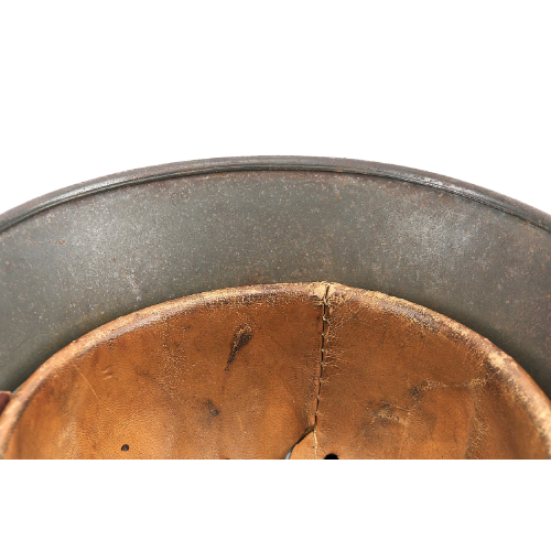 WW2 Original German M40 ET64 Single Decal SS Helmet with Liner & Leather Chin Strap 