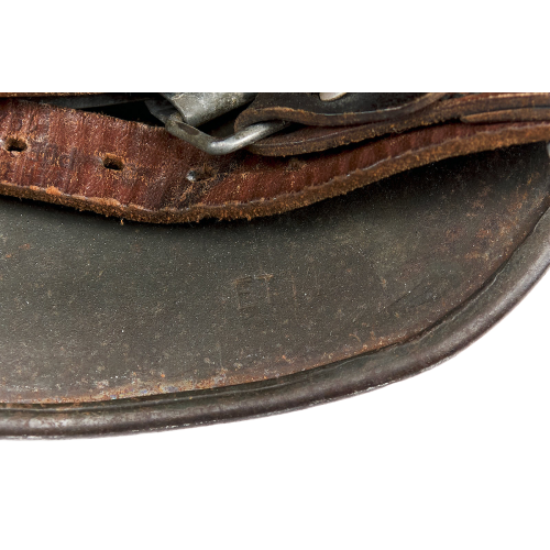 WW2 Original German M40 ET64 Single Decal SS Helmet with Liner & Leather Chin Strap 