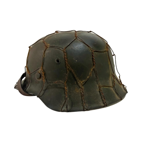 Original German Waffen SS M42 Single Decal ET64 ,Chicken Wired Helmet 