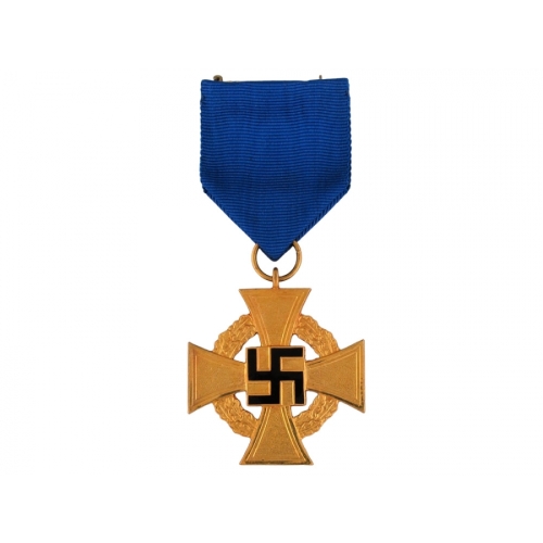 German Nazi 40 Year National Faithful Service Medal in Gold with Ribbon (Original) - Photo 1