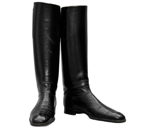 WW2 Original  German Allgemeine SS Officer’s Black Leather Tall Boots For Sale