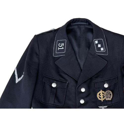 German Allgemeine SS 51st Standarte, Hauptsturmführer Officers Black Service Tunic (Original) - Photo 5