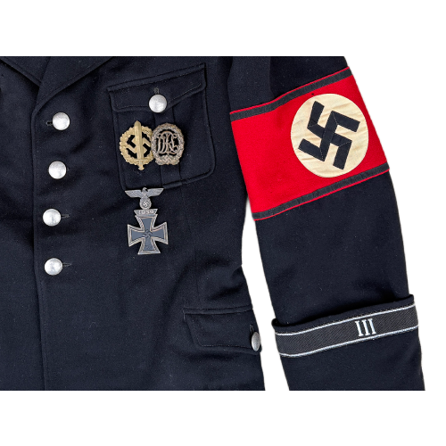 German Allgemeine SS 51st Standarte, Hauptsturmführer Officers Black Service Tunic (Original) - Photo 7