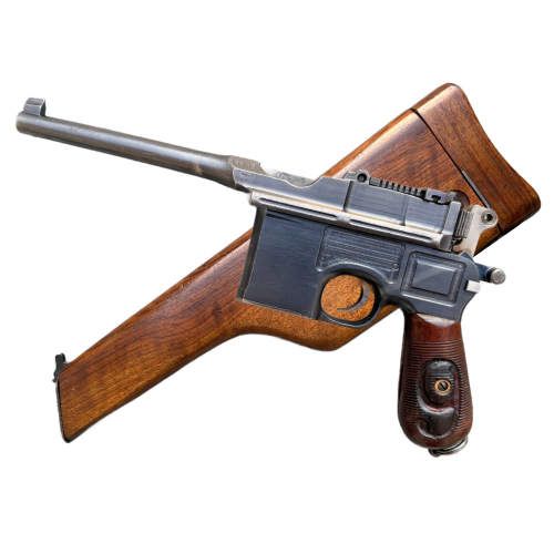 Original WW1 German Waffenfabrik Mauser C96 Broomhandle 9mm Pistol with Wooden Shoulder Stock/Holster