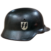 WW2 Original German M40 ET64 Single Decal SS Helmet with Leather Named Liner & Chin Strap