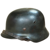 German M40 ET64 Single Decal SS Helmet with Leather Named Liner & Chin Strap