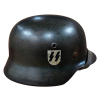 WW2 German M40 ET64 Single Decal SS Helmet with Leather Named Liner & Chin Strap (Original)  - Photo 7