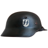 German M40 ET64 Single Decal SS Helmet with Leather Named Liner & Chin Strap