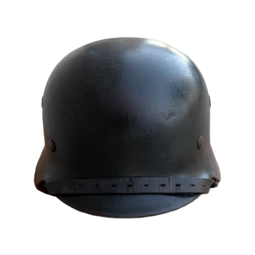 WW2 German M40 ET64 Single Decal SS Helmet with Leather Named Liner & Chin Strap (Original)  - Photo 8