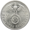 WW2 Third Reich WW2 Nazi German 2 Reichsmark Hindenburg Silver Coin w/ Swastika