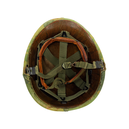 US M1 Army Infantry Combat Helmet with Steinberg Liner and Mitchell Camo Cover Vietnam War 