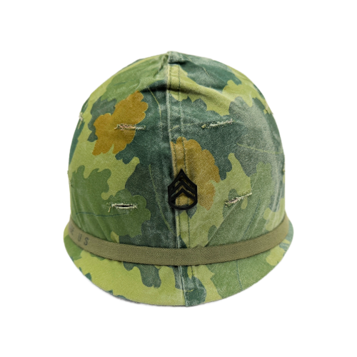 Veitnam War USMC Sergeant's M1 Combat Helmet W/ Steinberg Liner and Mitchell Camoflage Cover (Original) - Photo 5