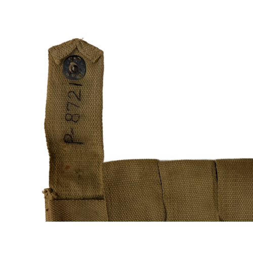 WW2 Original U.S. Thomson Machinegun 5 Pocket 20 Round Magazine Canvas Pouch Marked U.S. with Brass Star-Pull Fasteners 