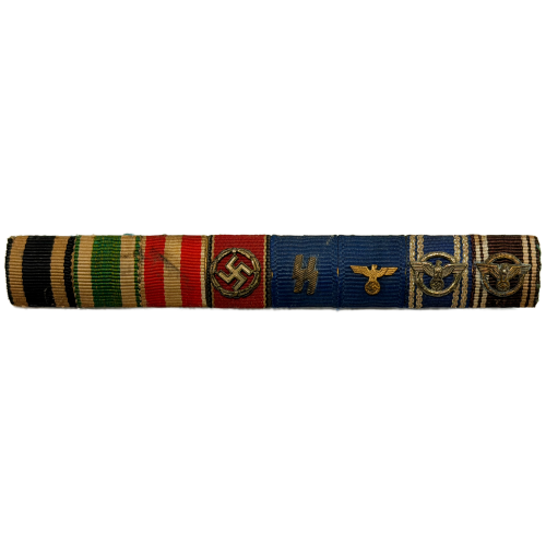 WW2 German Tiird Reich SS Ribbon Bar with 8 Ribbons